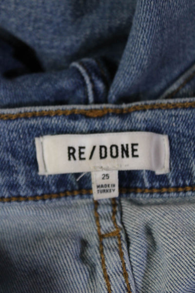 Re/Done Womens Straight Cropped Jeans Blue Mid Rise Inseam 29 Size 25