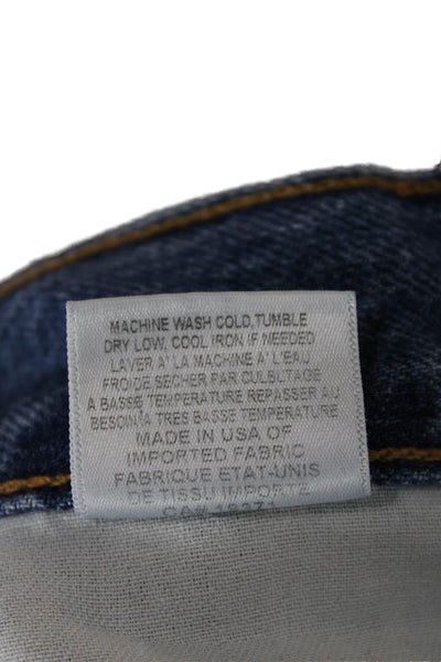 Re/Done Unisex Cropped Straight Jeans Dark Blue High Rise Button Size 28