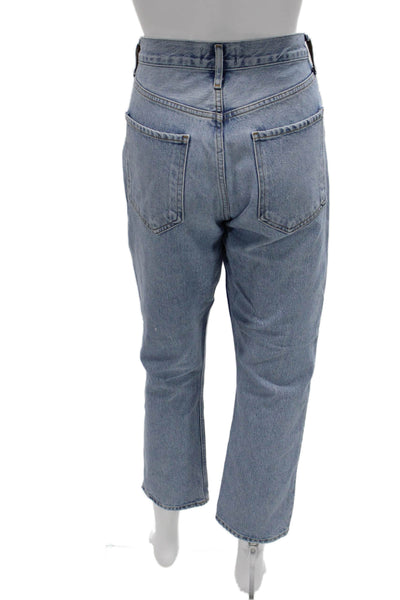 Agolde Women Mom Cropped Jeans Light Blue High Rise 100% Organic Cotton Size 28