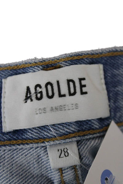 Agolde Women Mom Cropped Jeans Light Blue High Rise 100% Organic Cotton Size 28