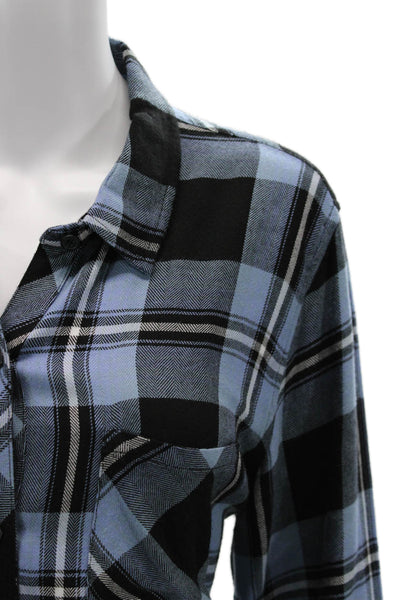 Rails Womens Black Plaid Collared Button-Up Rayon Long Sleeve 90s Size L
