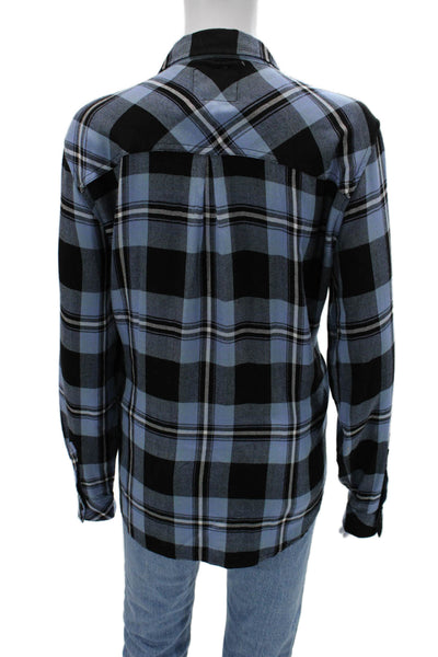 Rails Womens Black Plaid Collared Button-Up Rayon Long Sleeve 90s Size L