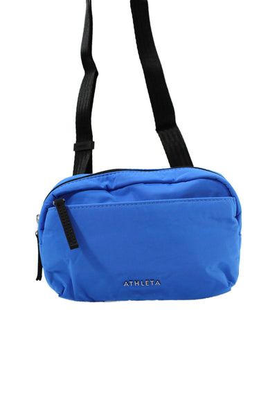 Athleta Womens All About Crossbody Zippered Belt Handbag Solid Blue