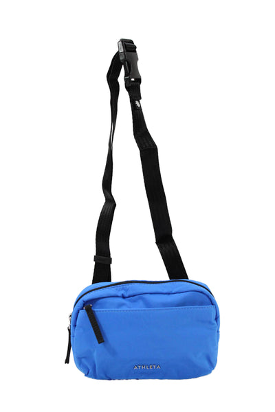 Athleta Womens All About Crossbody Zippered Belt Handbag Solid Blue
