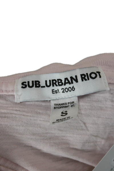 Suburban Riot Womens Pink Graphic Crew T-Shirt Short Sleeve Viscose Size S