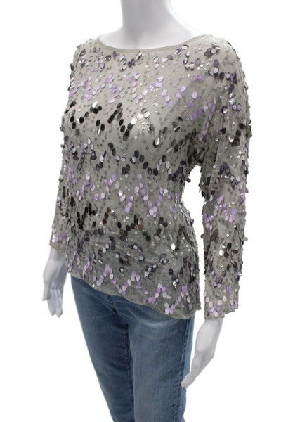 Calypso St Barth for Target Women Gray Rayon 3/4 Sleeve Blouse Size XS
