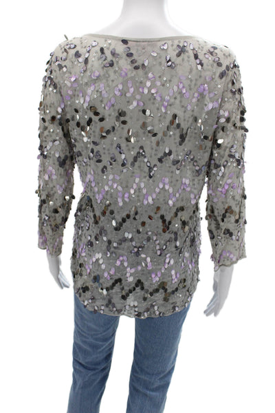 Calypso St Barth for Target Women Gray Rayon 3/4 Sleeve Blouse Size XS
