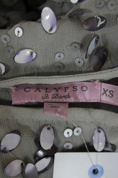 Calypso St Barth for Target Women Gray Rayon 3/4 Sleeve Blouse Size XS