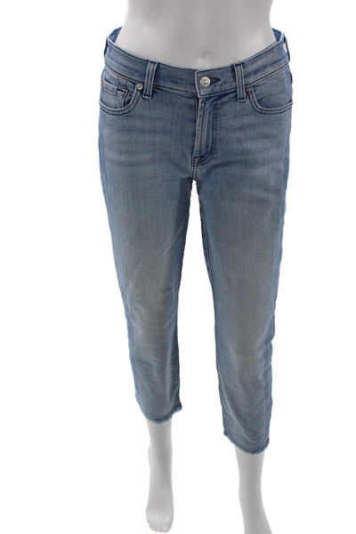 7 For All Mankind Womens Ankle Cropped Jeans Blue Denim Mid Rise Size 27