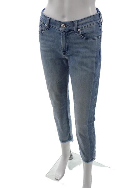 7 For All Mankind Womens Ankle Cropped Jeans Blue Denim Mid Rise Size 27