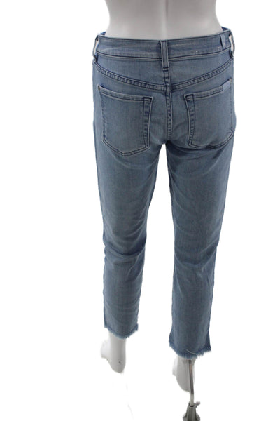 7 For All Mankind Womens Ankle Cropped Jeans Blue Denim Mid Rise Size 27