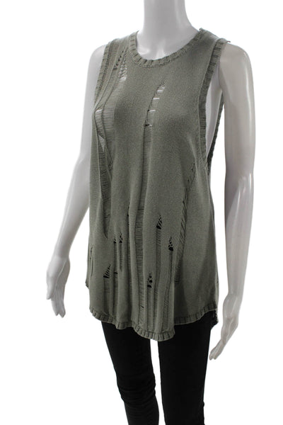 Bella Dahl Womens Sleeveless Tunic Tank Gray Crew Neck Size S