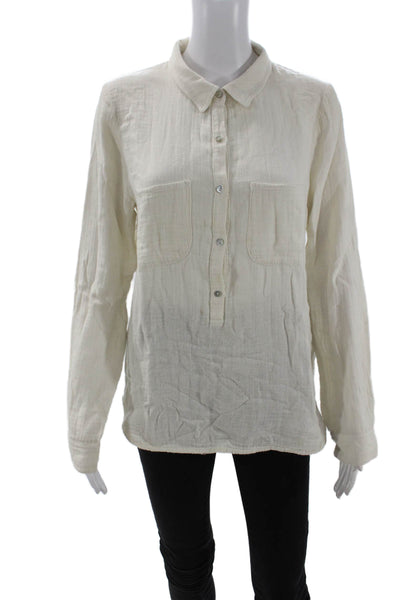 Velvet Womens Beige Collared Button-Up Long Sleeve Top Size L
