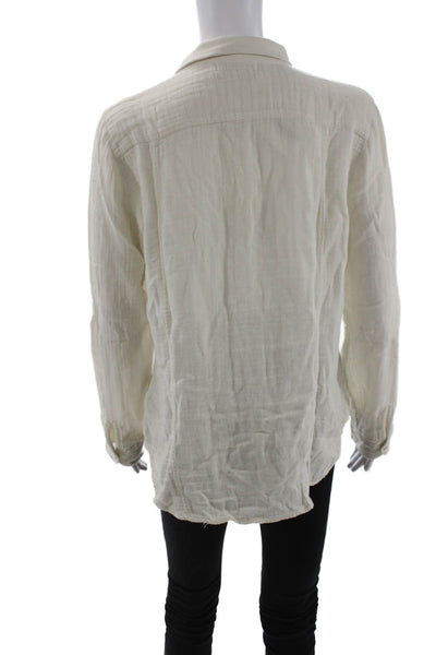 Velvet Womens Beige Collared Button-Up Long Sleeve Top Size L