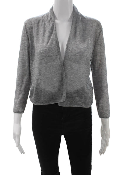 Autumn Cashmere Women Gray Mock Neck Long Sleeve Cardigan 100% Cashmere Size M