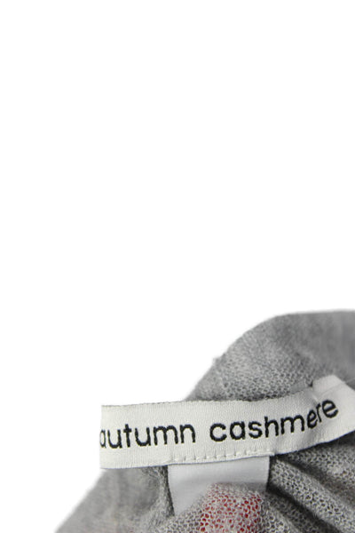 Autumn Cashmere Women Gray Mock Neck Long Sleeve Cardigan 100% Cashmere Size M