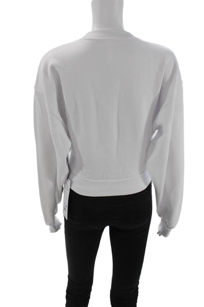 Alo Womens Pullover Sweatshirt White Crew Neck 65% Cotton Size XS