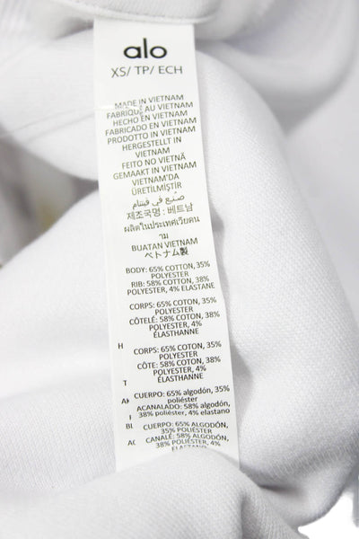 Alo Womens Pullover Sweatshirt White Crew Neck 65% Cotton Size XS