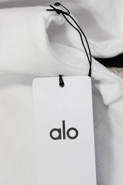 Alo Womens Pullover Sweatshirt White Crew Neck 65% Cotton Size XS