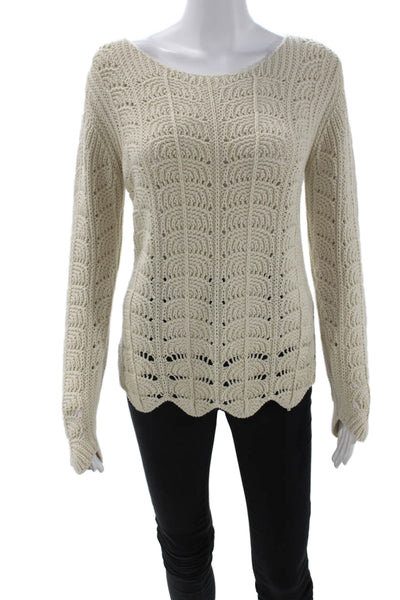 Chaser Unisex Bohemian Beige Pullover Sweater Long Sleeve Round Neck Size M