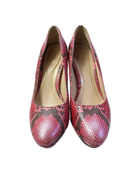 Cole Haan Womens Leather Animal Print Heels Pink Size 8B