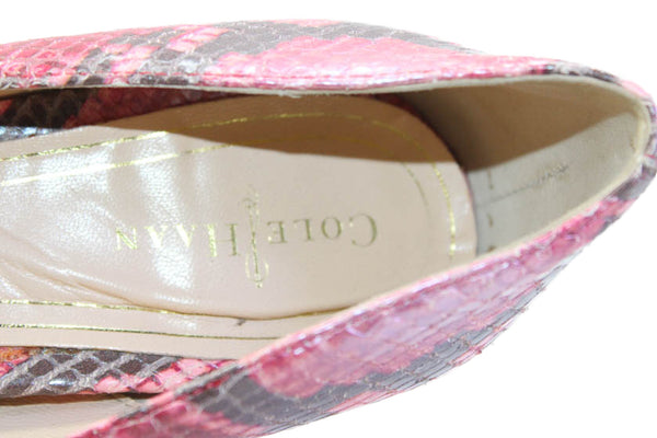 Cole Haan Womens Leather Animal Print Heels Pink Size 8B