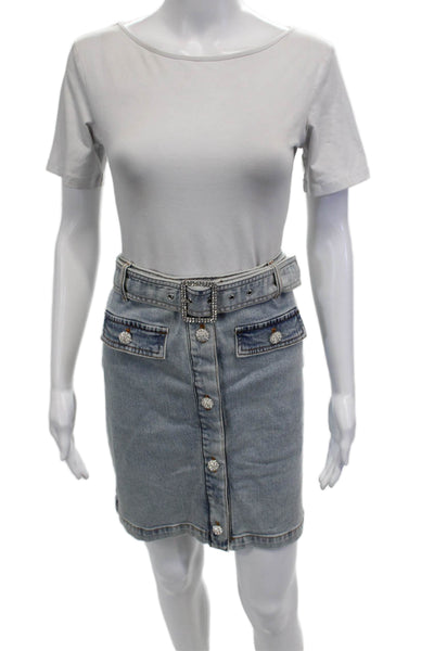 Generation Love Womens Straight Pencil Mini Skirt Light Blue Size 32