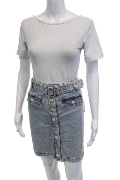 Generation Love Womens Straight Pencil Mini Skirt Light Blue Size 32