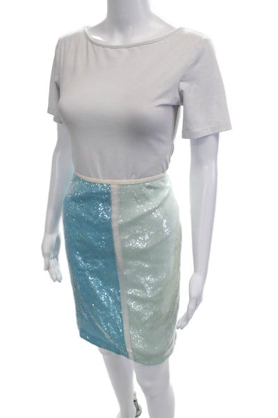 Lafayette 148 New York Womens Blue Silk Straight Pencil Skirt Short Size 8