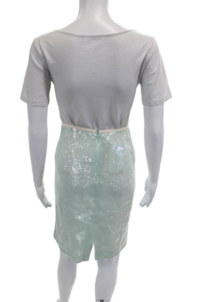 Lafayette 148 New York Womens Blue Silk Straight Pencil Skirt Short Size 8