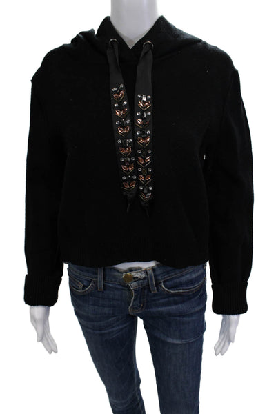 Zara Knit Womens Pullover Hoodie Black Polyester Blend Gothic Size L