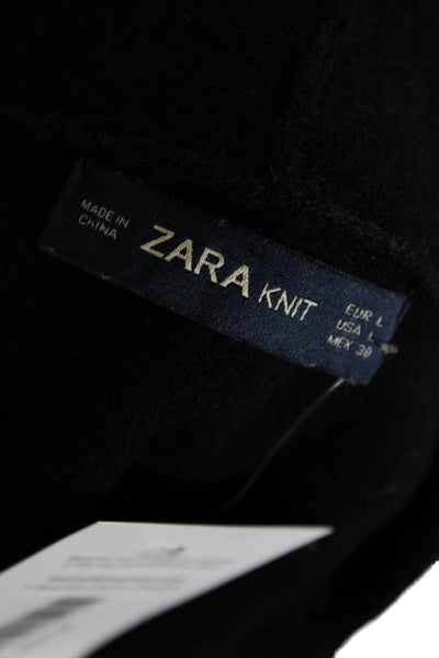 Zara Knit Womens Pullover Hoodie Black Polyester Blend Gothic Size L