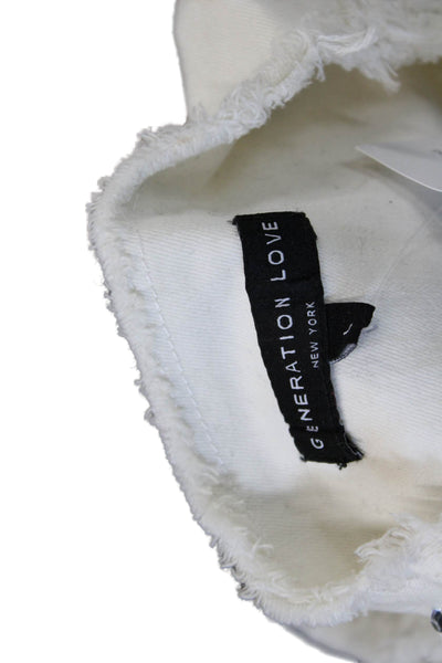 Generation Love Womens White Button Front Cotton Blend Jacket Size L