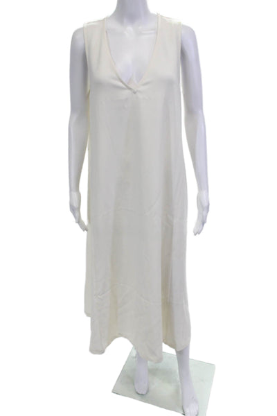 Saint Art Womens Slip Dress White V-Neck Sleeveless Long Size L