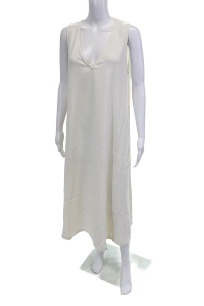 Saint Art Womens Slip Dress White V-Neck Sleeveless Long Size L