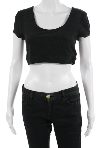 Beyond Yoga Women Cropped Short Sleeve T-Shirt Black Size M