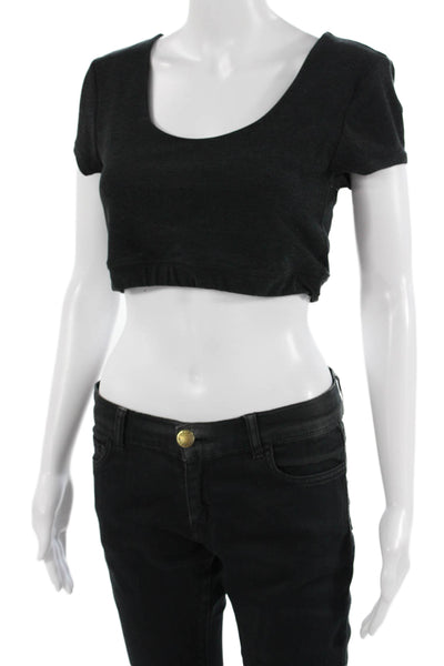 Beyond Yoga Women Cropped Short Sleeve T-Shirt Black Size M