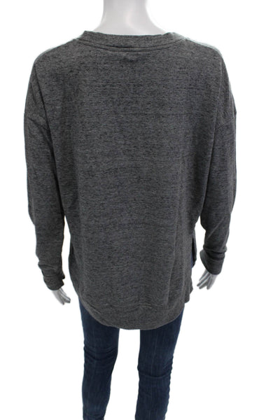 Athleta Womens Pullover Sweatshirt Dark Gray Crewneck Long Sleeve Zip Size M