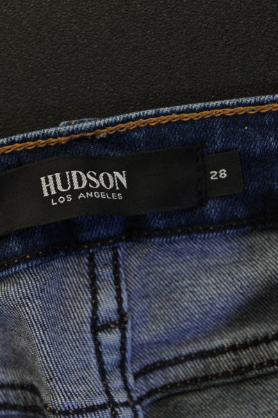 Hudson Women Boyfriend Straight Jeans Dark Blue Mid Rise 29in Size 28
