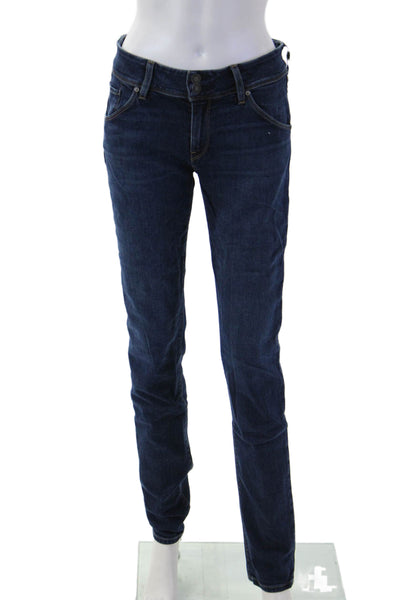 Hudson Womens Skinny Straight Dark Blue Jeans Mid Rise Button Inseam 29 Size 27