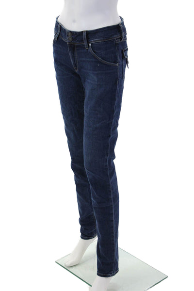 Hudson Womens Skinny Straight Dark Blue Jeans Mid Rise Button Inseam 29 Size 27