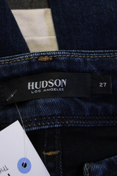 Hudson Womens Skinny Straight Dark Blue Jeans Mid Rise Button Inseam 29 Size 27