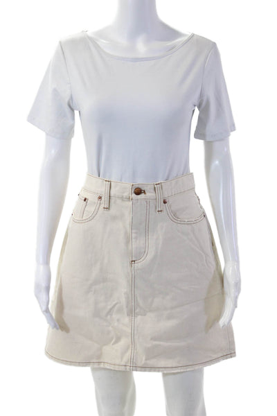 J Crew Womens A-Line Mini Skirt Beige Cotton Size 28