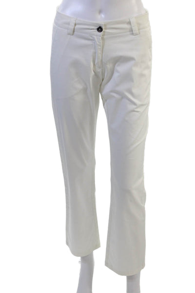 Cross Womens Cropped Ankle White Pants Button Cotton Blend Size 34