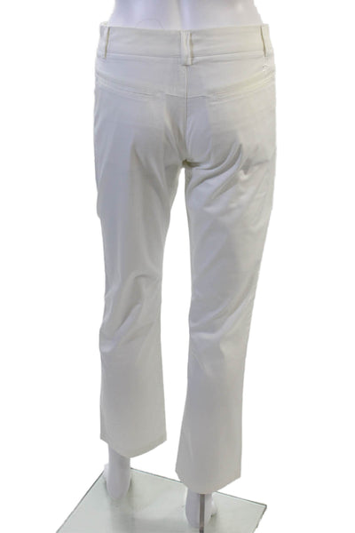 Cross Womens Cropped Ankle White Pants Button Cotton Blend Size 34