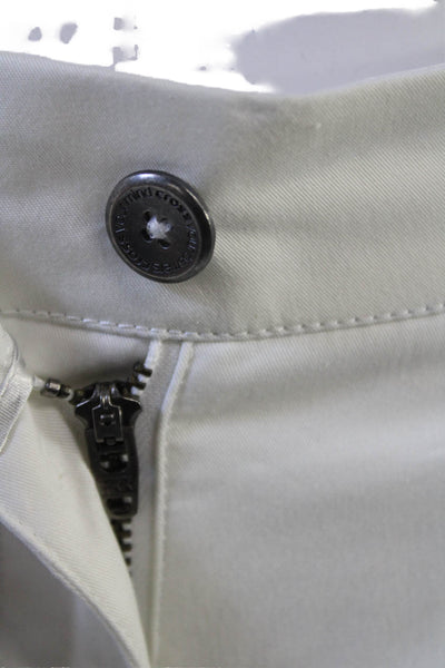 Cross Womens Cropped Ankle White Pants Button Cotton Blend Size 34