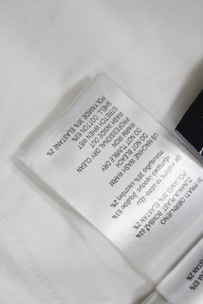 Cross Womens Cropped Ankle White Pants Button Cotton Blend Size 34