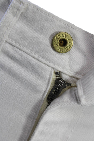 ASKKNY Women High Rise White Jeans 28 Inseam 97% Cotton 3% Elastane Size 24