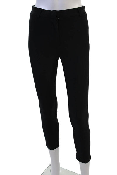 Sandro Women Ankle Cropped Pants Black Hook & Eye 88% Polyamide Size 36