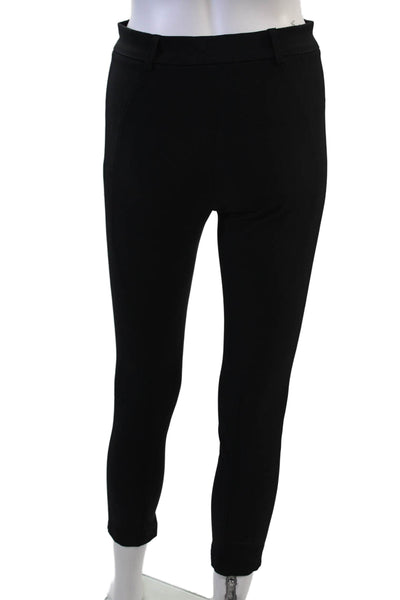Sandro Women Ankle Cropped Pants Black Hook & Eye 88% Polyamide Size 36